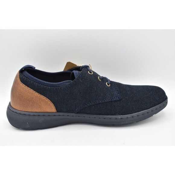 Born Mens Size 12 Marcus Navy Brown Wool Fabric Lace Up Casual Shoes Sneakers - Picture 6 of 11